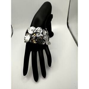 Karine Sultan Silver Tone Hammered Cuff Bracelet
